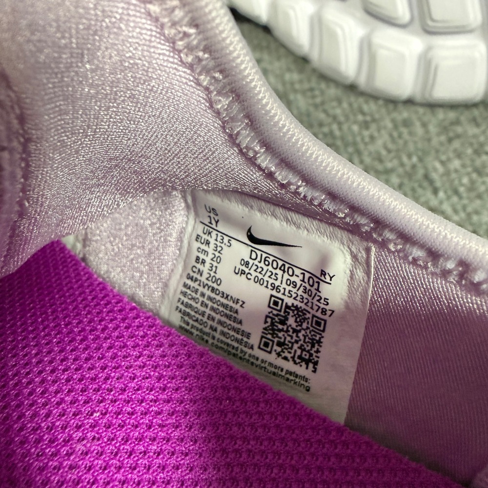 Nike Kids Girls 1Y Flex Runner Shoes Sneakers White Violet Slip On DJ6040-101 - Picture 7 of 7